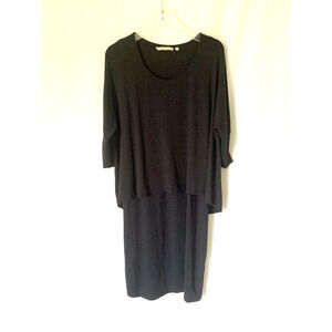 Soft Surroundings Women Dress Medium Gray Stretch Aline Knee Lagenlook